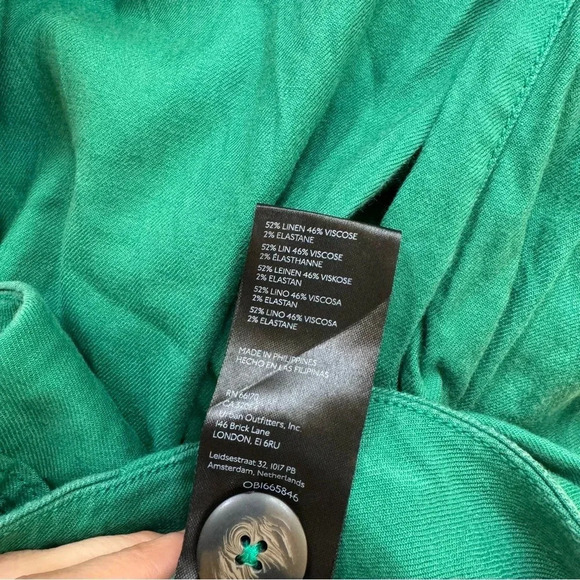 Anthropologie The Colette Linen Wide -Leg Pants Maeve Green 26P - Picture 9 of 12